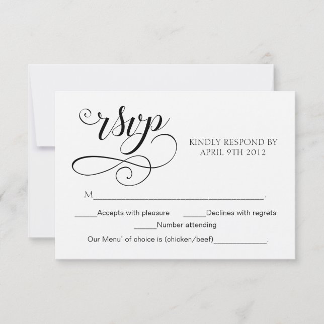 Swirl Typography RSVP Script Response Card Rustic (Front)