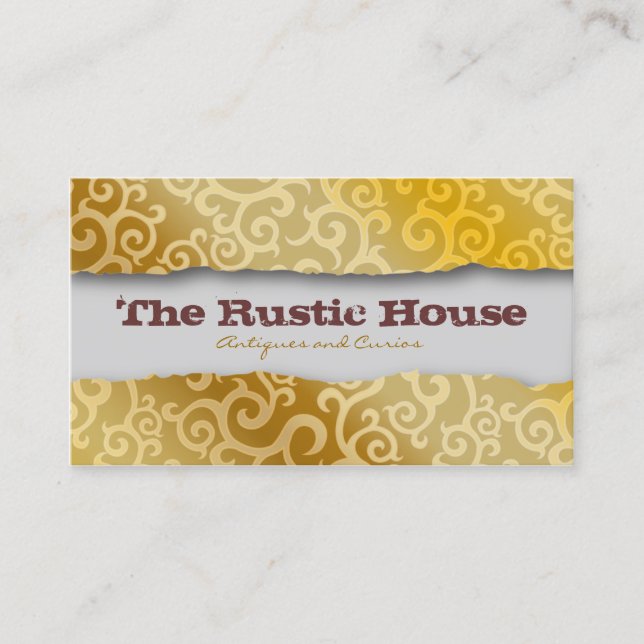 Swirl Vines Brown Pattern Business Card (Front)