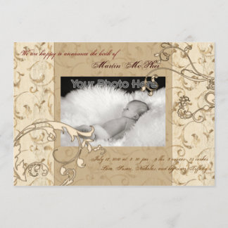 Swirl vintage baby birth announcement