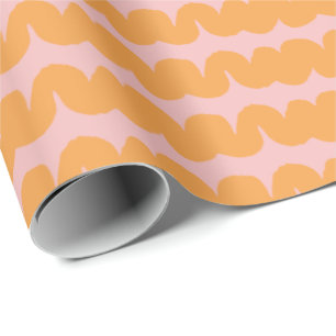 Swirl Wave Stripe Pink Orange Wrapping Paper