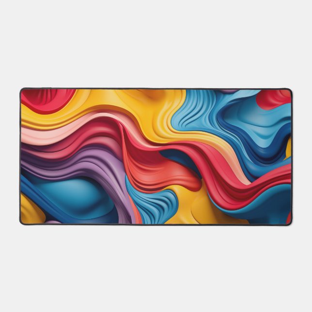Swirled 3D forms in rainbow colours Desk Mat (Front)