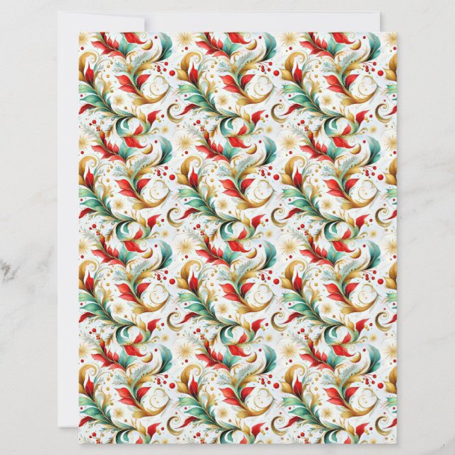 Swirled christmas floral craft paper (Front)