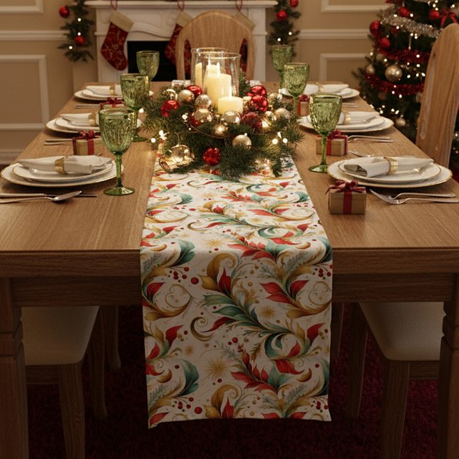 Swirled christmas floral medium table runner (Creator Uploaded)