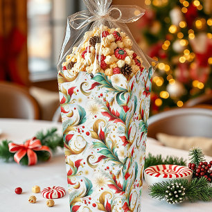 Swirled christmas floral popcorn favour box