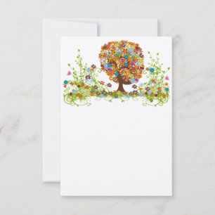 Swirled Flower Love Tree blank card