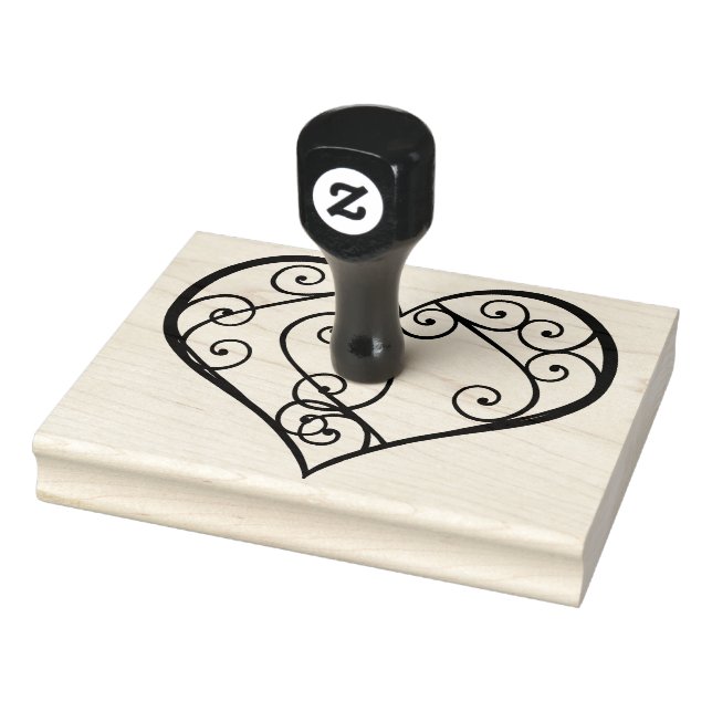 Swirled Heart, You Colour In, 4" x 5" Rubber Stamp (Stamp)