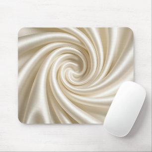Swirled Ivory Satin Fabric Abstract Mouse Mat