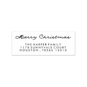 Swirled Merry Christmas Return Address Stamp