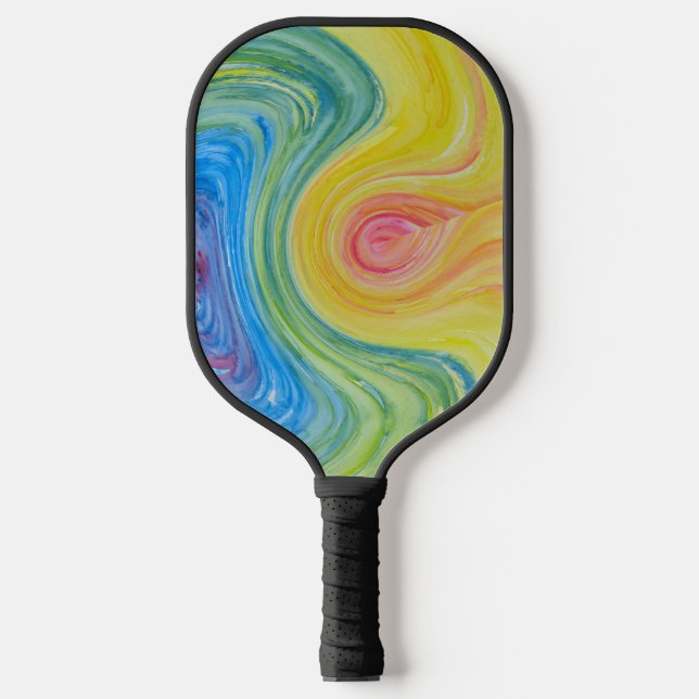 Swirled Rainbow Abstract Painting  Pickleball Paddle (Front)