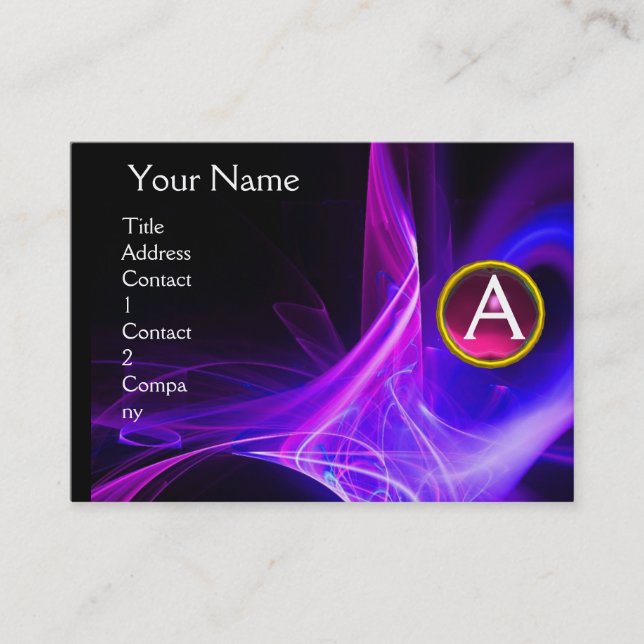 SWIRLGEM MONOGRAM Vibrant black blue pink Business Card (Front)