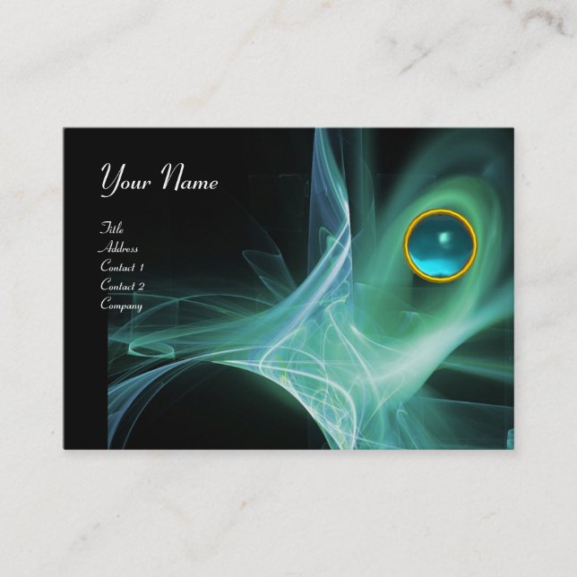SWIRLGEM MONOGRAM Vibrant black green grey Business Card (Front)