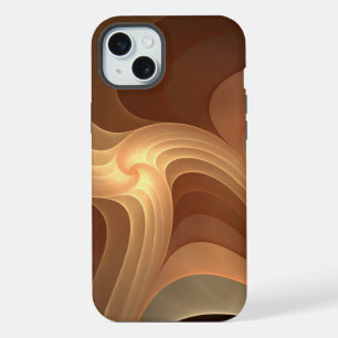 Swirling Abstract Brown Gradient Fractal iPhone 15 Plus Case