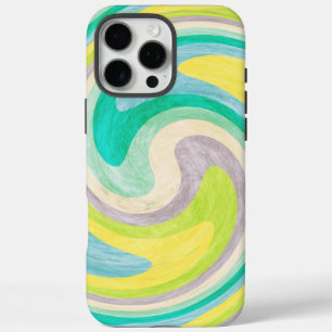 Swirling Abstract in Green, Yellow, and Aqua iPhone 16 Pro Max Case