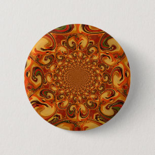 Swirling Abstract orange, brown, and green tones 6 Cm Round Badge