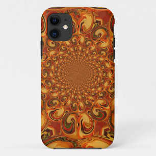Swirling Abstract  orange, brown, and green tones  iPhone 11 Case