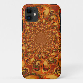Swirling Abstract  orange, brown, and green tones  iPhone 11 Case