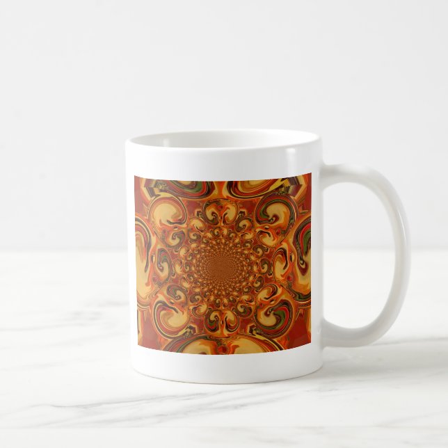 Swirling Abstract  orange, brown, and green tones  Coffee Mug (Right)