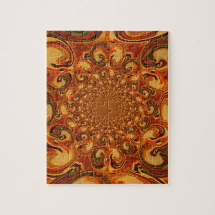 Swirling Abstract orange, brown, and green tones Jigsaw Puzzle