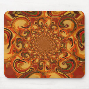 Swirling Abstract orange, brown, and green tones Mouse Mat