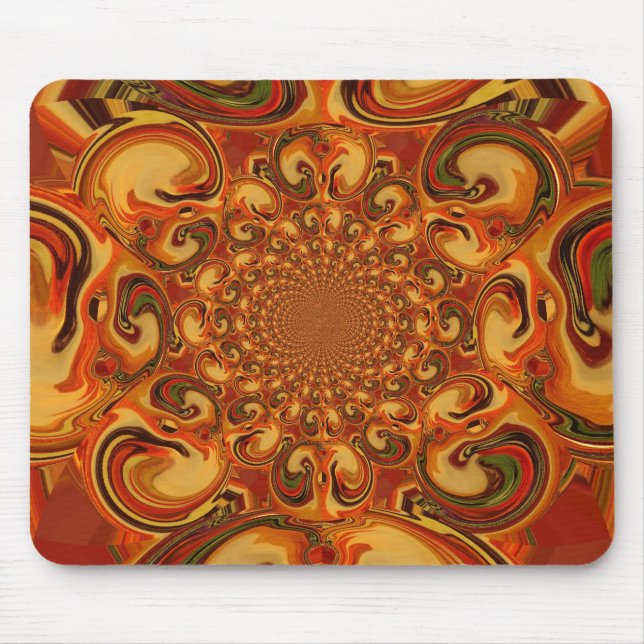 Swirling Abstract  orange, brown, and green tones  Mouse Mat (Front)