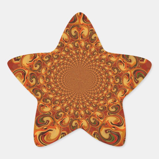 Swirling Abstract  orange, brown, and green tones  Star Sticker (Front)