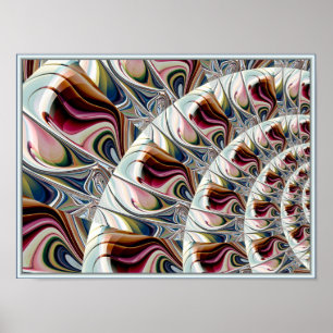 Swirling Agate Fan Pinwheel Geometric Fractal Poster