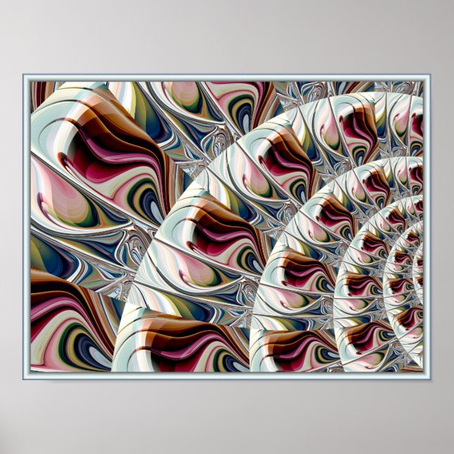 Swirling Agate Fan Pinwheel Geometric Fractal Poster (Front)