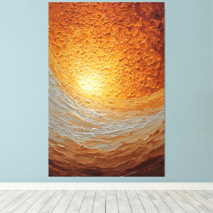 Swirling Amber and Cream Textured Abstract Wall Canvas Print