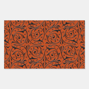 Swirling Black Vines on Copper Orange Rectangular Sticker