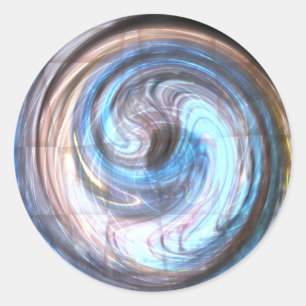 Swirling Blue Abstract Art Classic Round Sticker