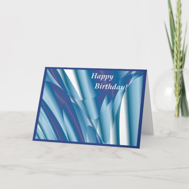Swirling Blue Abstract Birthday Card (Front)