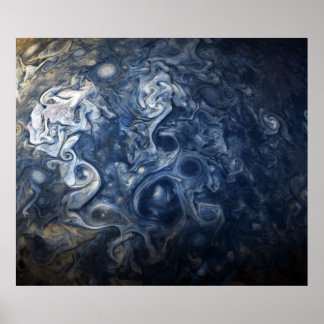 Swirling Blue Clouds of Planet Jupiter Juno Cam Poster