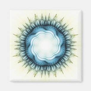 Swirling blue floral ornament magnet