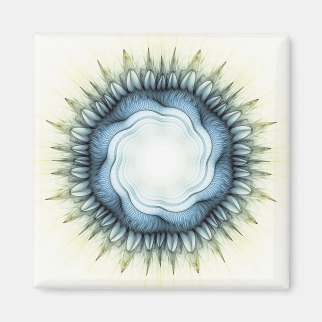 Swirling blue floral ornament magnet (Front)