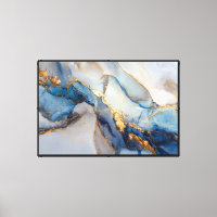Swirling Blue & Gold Geode-Inspired Abstract Art