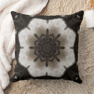Swirling Brown and Cream Textured Mandala Cushion