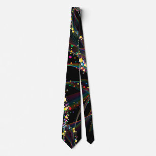 Swirling bubbles in multi-colours pattern Black BG Tie