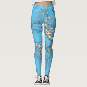 Swirling bubbles in multi-colours pattern L Blue B Leggings