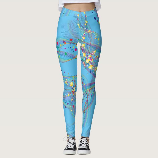 Swirling bubbles in multi-colours pattern L Blue B Leggings (Front)