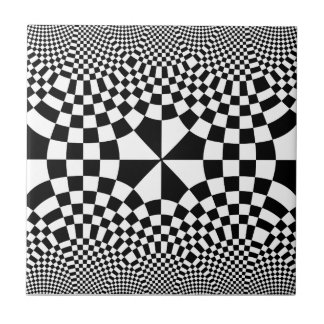 Swirling Checkers Optical Illusion Black & White Tile