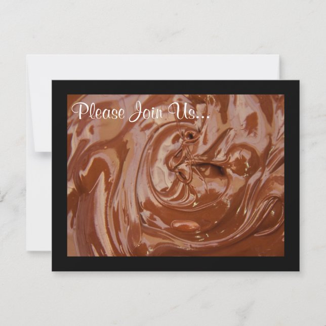 Swirling Chocolate Custom Fondue Party Invitations (Front)