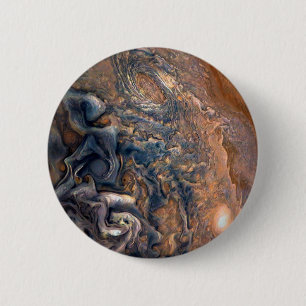 Swirling Clouds of Planet Jupiter Close Up 6 Cm Round Badge