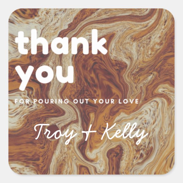 Swirling Coffee Shower Favour Sticker (Front)