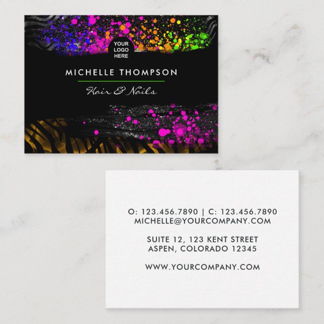 Swirling Colourful Paint Business Card (Front/Back)