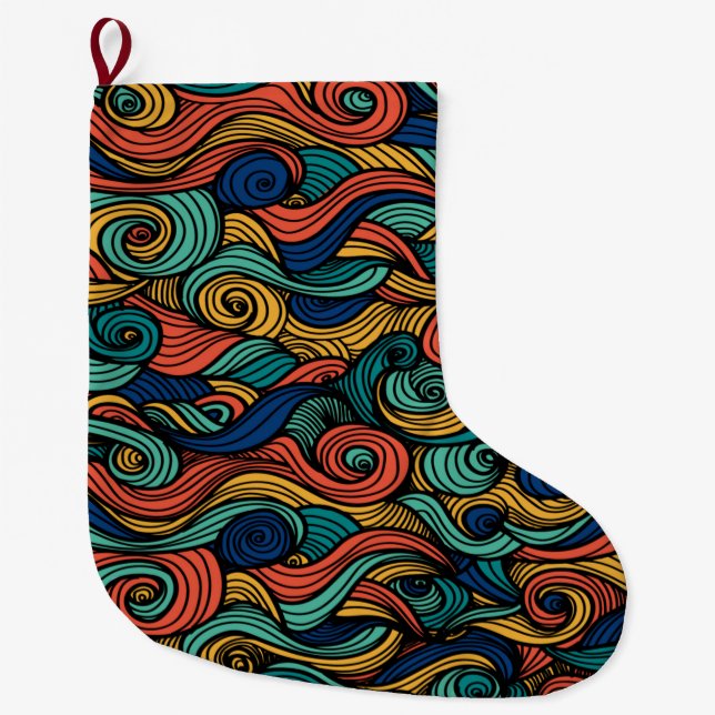 Swirling colours – dynamism for your home large christmas stocking (Front)