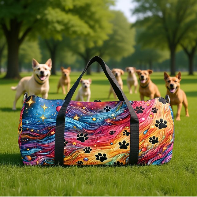 Swirling Cosmic Paw Print  Duffle Bag (Creator Uploaded)
