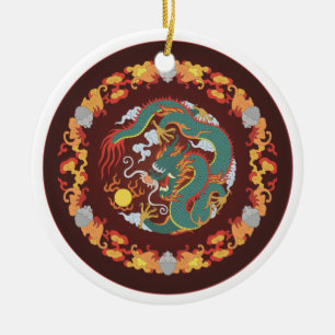Swirling Dragon Ceramic Tree Decoration