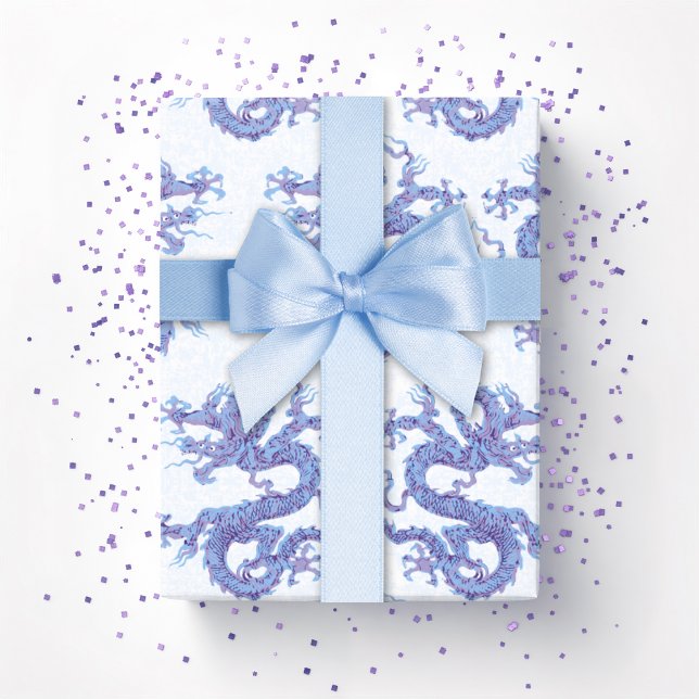 Swirling Dragon in Blue and Purple Wrapping Paper (Creator Uploaded)