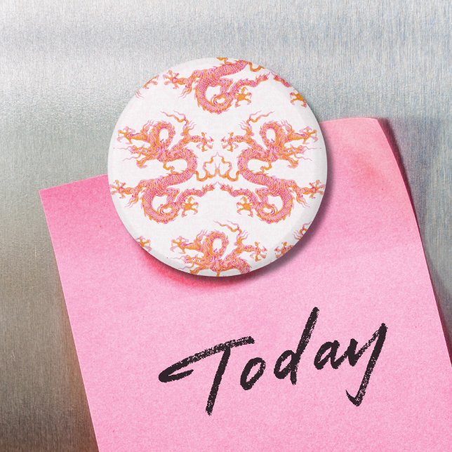 Swirling Dragon in Pink and Orange Magnet (Creator Uploaded)
