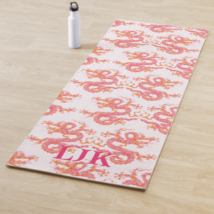 Swirling Dragon in Pink and Orange Personalised Yoga Mat